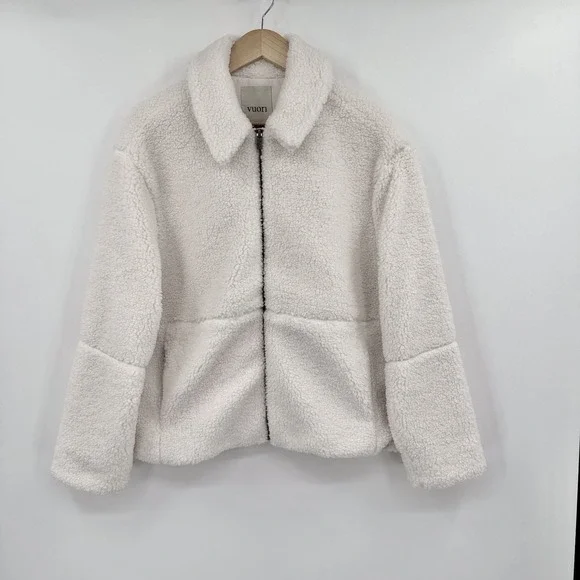 Vuori Lou Full Zip Jacket White Marshmallow Color Cozy Chic Fleece Sherpa M NEW - Picture 4 of 15